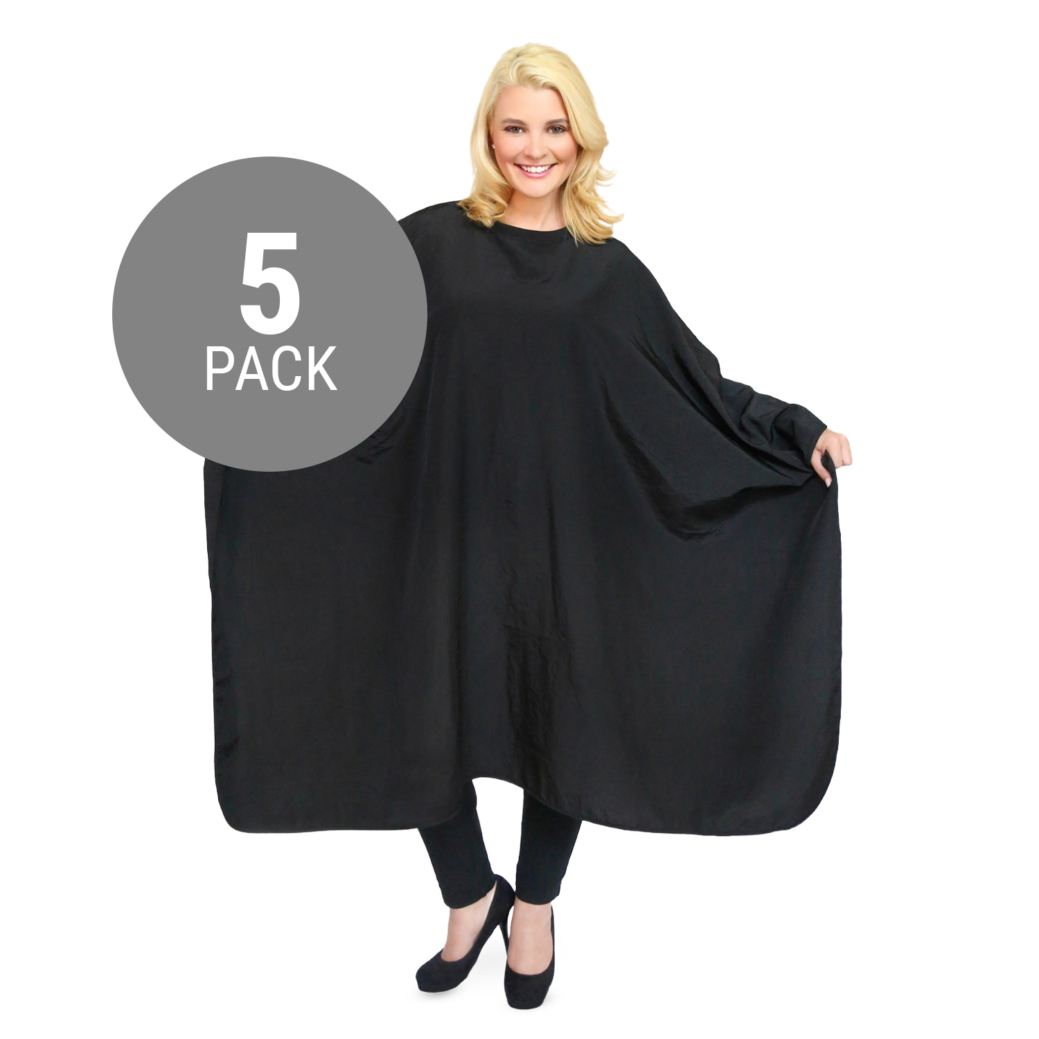 MBS Apparel Deluxe Crinkle Nylon Cutting Cape, 5 Pack-a